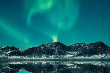 blue and green sky and mountain